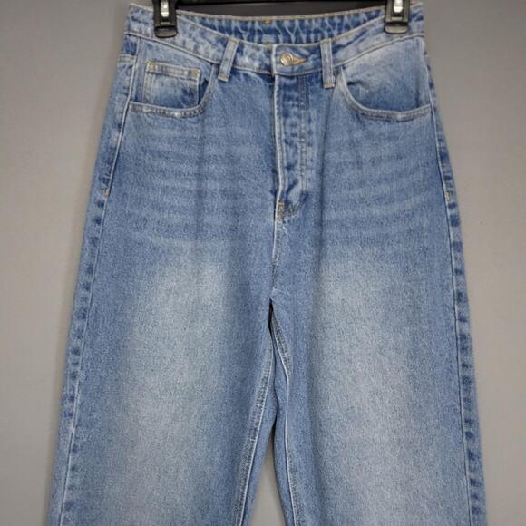 Shein Jeans Womens 28 High Rise Straight Leg Button Fly Distressed Hem Denim - Picture 3 of 15